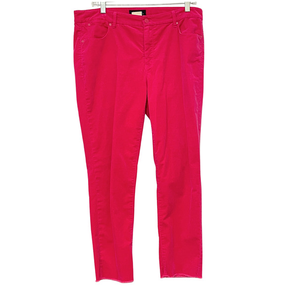 Talbots Sz 12 Slim Ankle Corduroy Pants Flawless 5 Pocket Frayed Hem Hot Pink - Picture 2 of 11